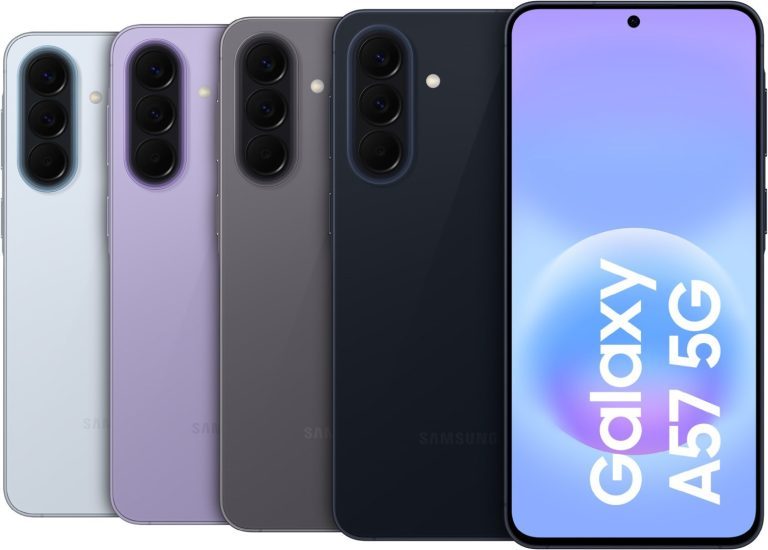 Le Galaxy A57 5G est disponible en quatre couleurs. (Photo : Samsung)