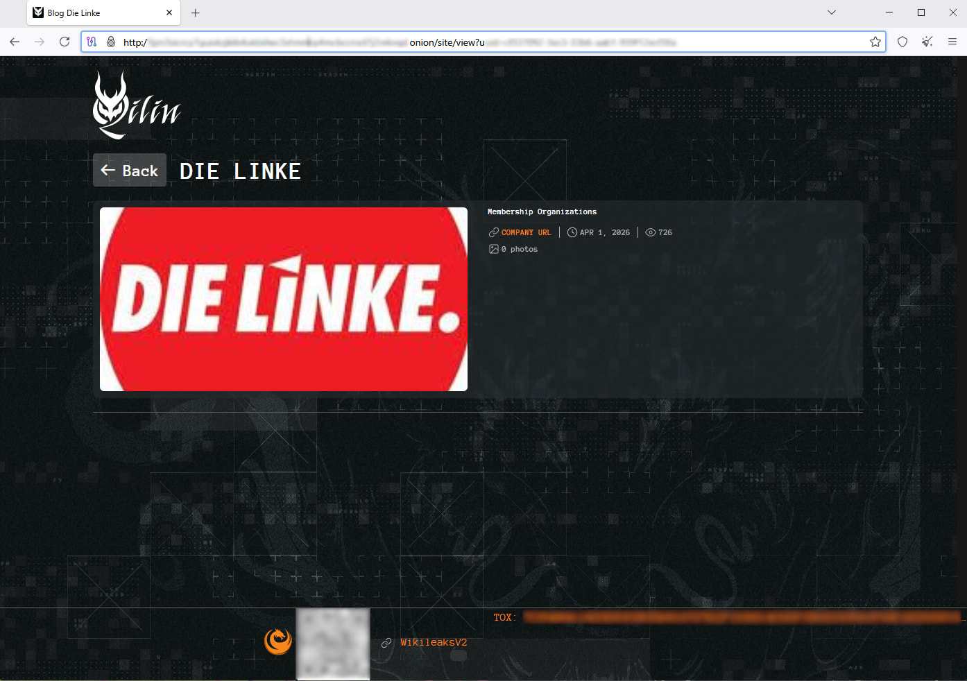 Die Linke, le parti politique allemand, confirme que des données ont été volées par le ransomware Qilin 2 Qilin's post on the dark web