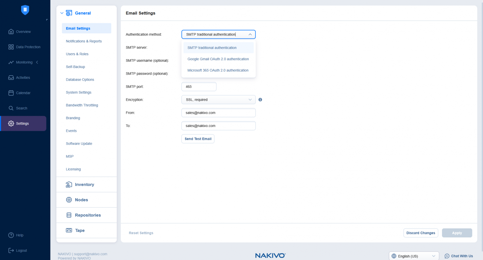 NAKIVO v11.2 : Défense contre les ransomwares, réplication plus rapide, support de vSphere 9 et de Proxmox VE 9.0 5 OAuth 2.0 : Notifications par Email Sécurisées