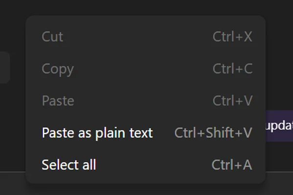Le collage par clic droit dans Microsoft Teams cassé par un bug de mise à jour d'Edge 2 Paste option in Microsoft Teams is greyed out