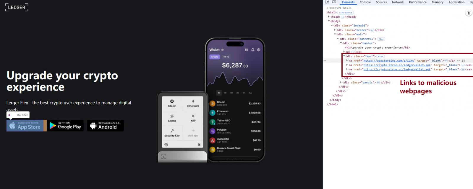 L'App Store d'Apple en Chine infiltré par des applications de portefeuilles volants de crypto-monnaies 2 Fake website impersonating Ledger