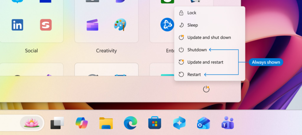 Mise à jour de Windows : de nouveaux contrôles pour réduire les redémarrages forcés 3 New Update and Shutdown options when updates are available
