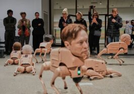 Des chiens robots avec des têtes de Musk et Zuckerberg errent dans une galerie pour une nouvelle exposition