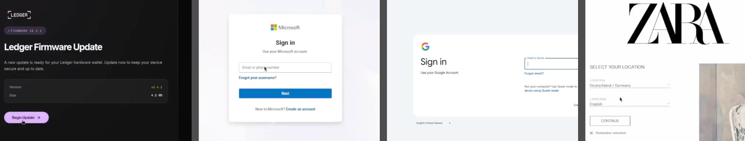 Nouveau service de phishing Bluekit inclut un assistant IA, 40 modèles 3 Sample of the offered templates