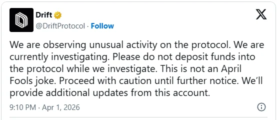 Drift perd 280 millions de dollars alors que des hackers s'emparent des pouvoirs du Conseil de sécurité 3 Tweet