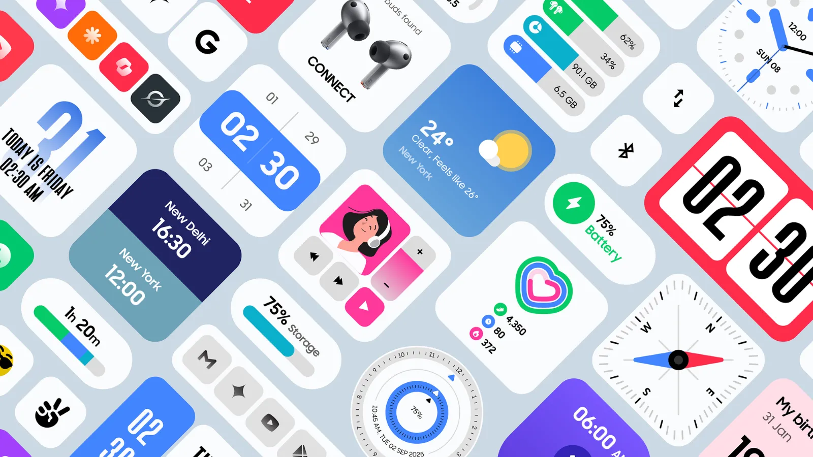 Les meilleurs widgets de Samsung et One UI arrivent sur tous les mobiles Android 2 Widgets de Samsung avec l'application Galaxy Widgets de AppsLab Co.