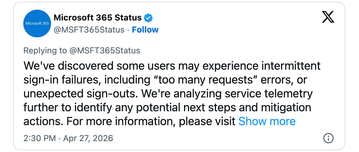 Microsoft annonce qu'une panne d'Outlook.com cause des échecs de connexion 2 Outlook.com sign-in outage