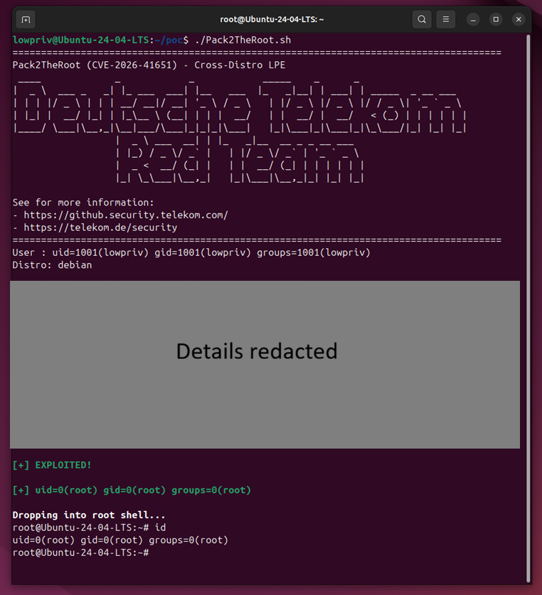 Nouvelle faille 'Pack2TheRoot' donne aux hackers un accès root sur Linux 2 Redacted PoC exploit for Pack2TheRoot