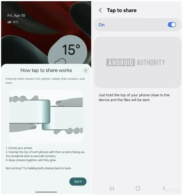 One UI 9 inclura la fonctionnalité d'Android 17 qui facilite la vie 2 Tapt to Share en One UI 9