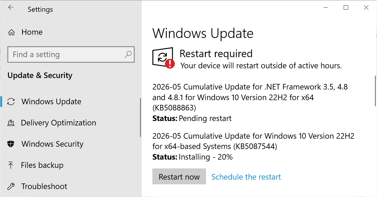 Microsoft publie la mise à jour de sécurité étendue KB5087544 pour Windows 10 2 Mise à jour Windows 10 KB5087544