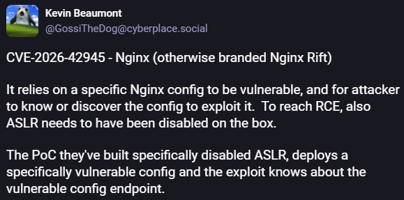 Vulnérabilité NGINX vieille de 18 ans permettant des attaques par déni de service et une exécution de code à distance potentielle 2 Mastodon