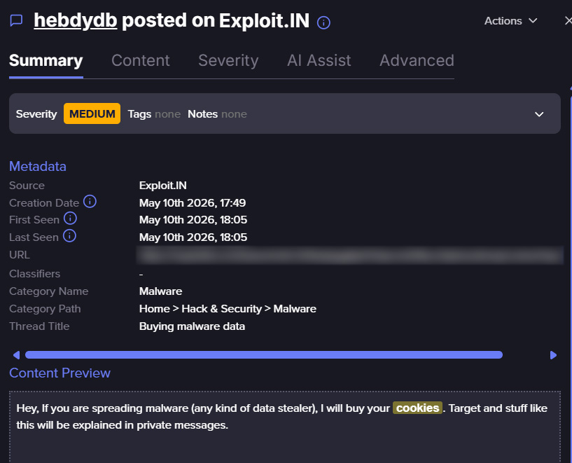 À l'intérieur de REMUS le voleur d'informations : vol de sessions, malware en tant que service et évolution rapide 4 Capture d'écran montrant la forte demande pour les cookies