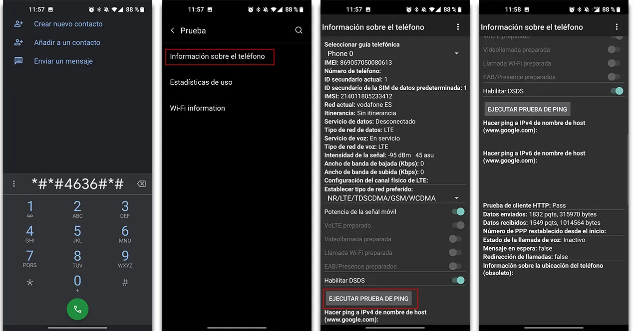 Pourquoi le message "Téléphone hors service" apparaît-il et nos solutions 7 Captures d'écran d'un téléphone effectuant un test ping avec des codes