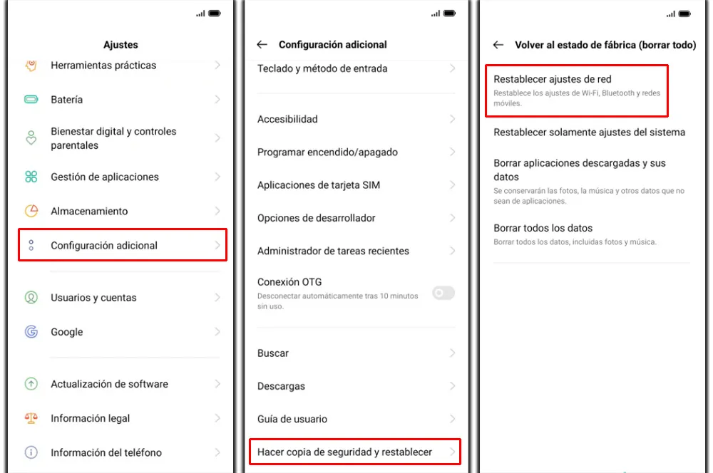 Pourquoi le message "Téléphone hors service" apparaît-il et nos solutions 8 Réinitialiser les réglages réseau OPPO