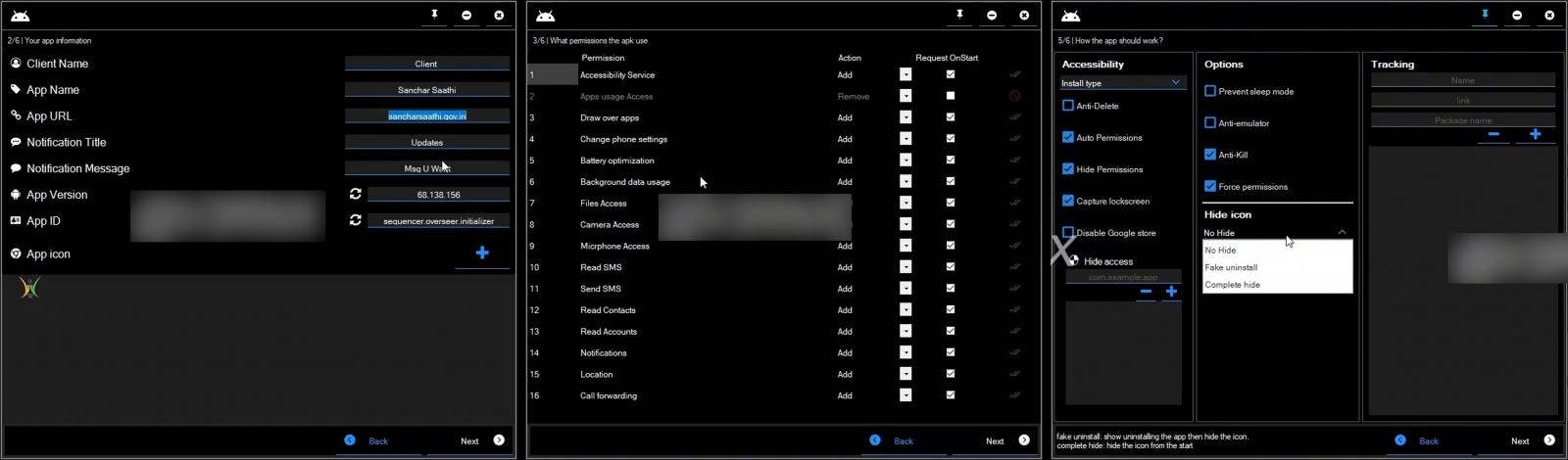 Service malveillant BTMOB pour Android génère des charges d'hameçonnage personnalisées 2 Le constructeur de charges utiles de BTMOB