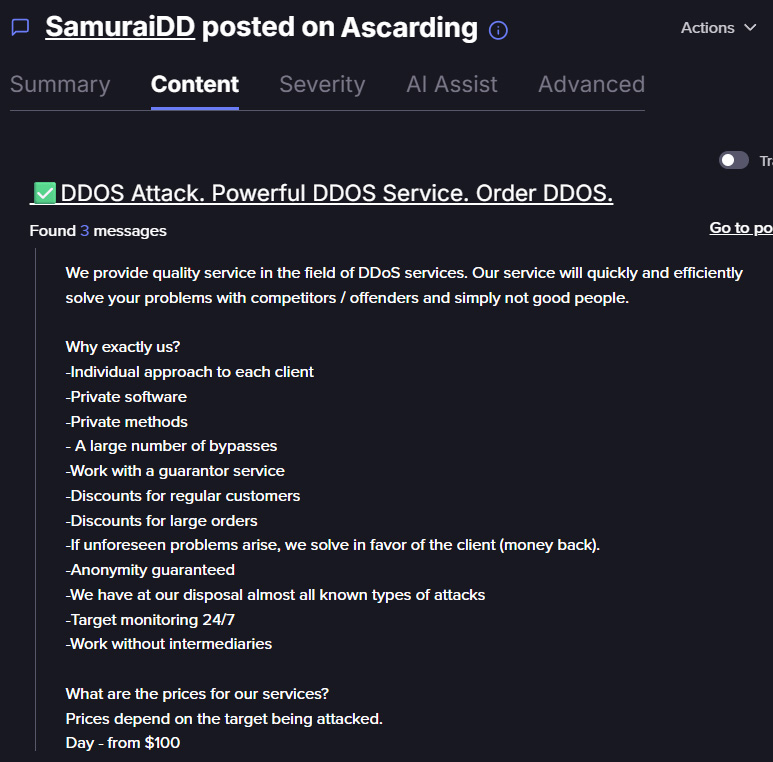 Des attaques à 5 dollars aux plateformes pilotées par des botnets plongée dans le marché des services de DDoS 5 Capture d'écran extraite de la plateforme Flare.