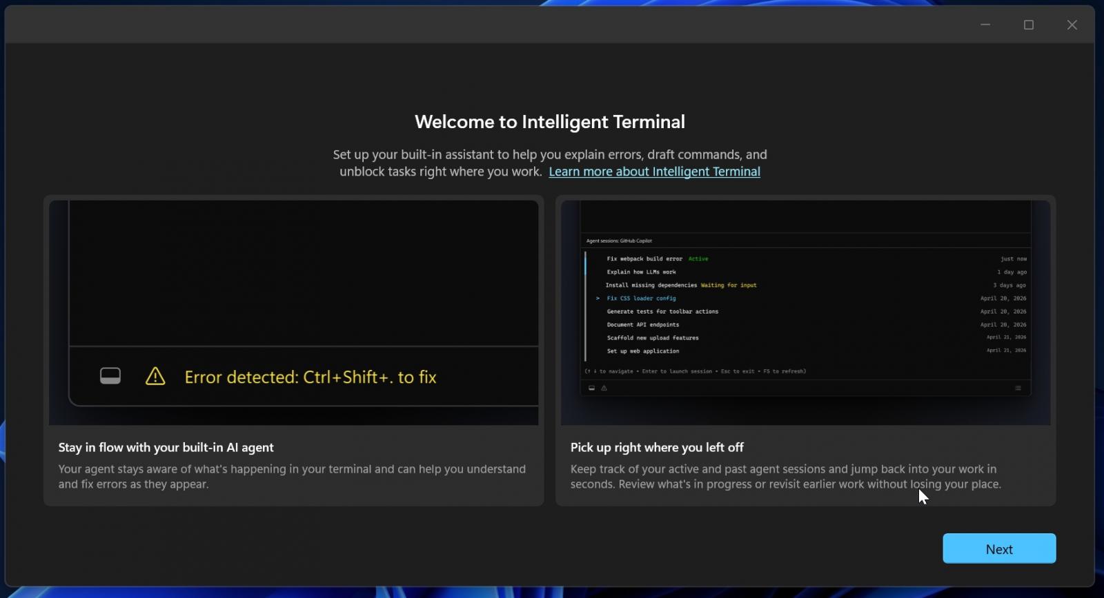 Aperçu pratique d'Intelligent Terminal le terminal Windows propulsé par l'intelligence artificielle 2 Terminal Intelligent première utilisation