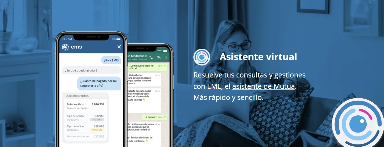Numéro vert de Mutua Madrileña et tous les moyens de contacter la compagnie d'assurances 4 Interface de l'assistant virtuel EME