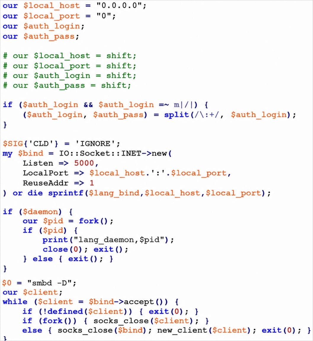 Des pirates chinois détournent un flux d'authentification et espionnent un réseau isolé pendant dix ans 3 Script du proxy SOCKS5