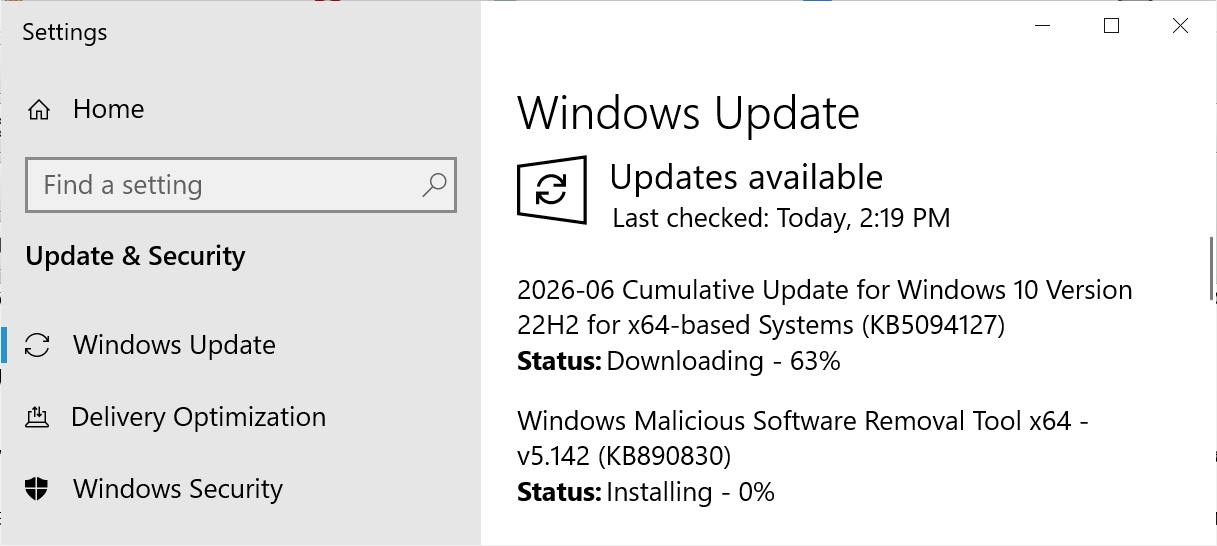 Microsoft publie la mise à jour de sécurité étendue KB5094127 pour Windows 10 2 Mise à jour Windows 10 KB5094127