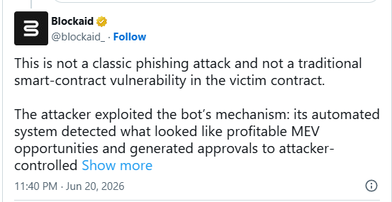 Un bot crypto MEV se fait pirater pour un vol de 15 millions de dollars comme dans l'affaire Jared du Subway 2 Logo de la société de sécurité blockchain Blockaid