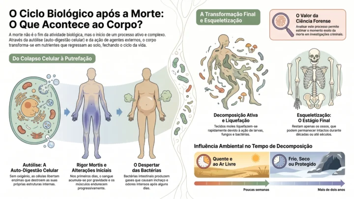 De la mort à la poussière : découvrez les étapes fascinantes et troublantes de la décomposition du corps humain 2 Illustration du cycle biologique après la mort