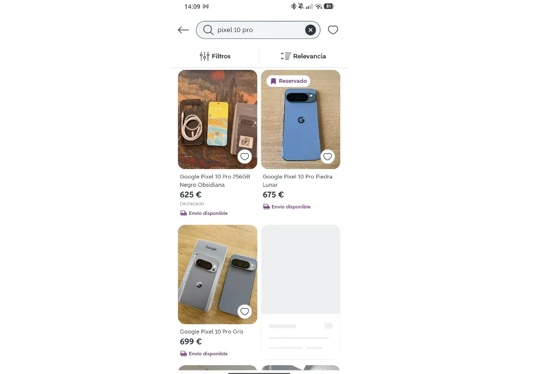 Prix du Pixel 10 Pro sur Wallapop
