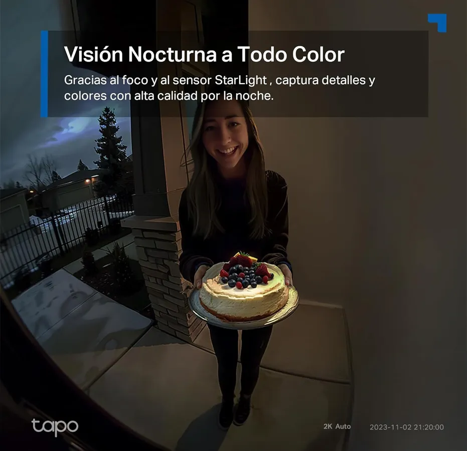 Timbres intelligents pour voir qui sonne à la porte depuis son téléphone portable 3 Vision nocturne du modèle Tapo D210