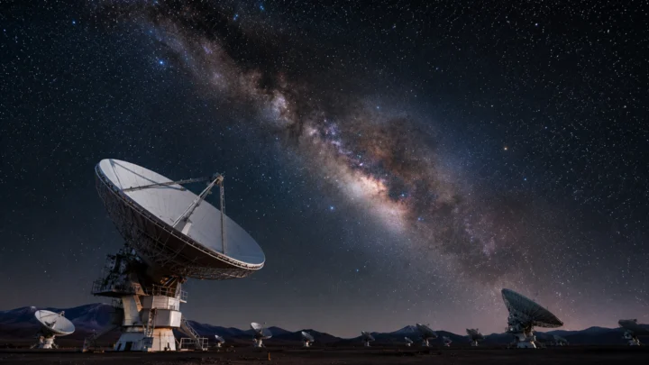 Cherchons-nous les extraterrestres au mauvais endroit 2 Illustration de l'ALMA recherchant une communication extraterrestre