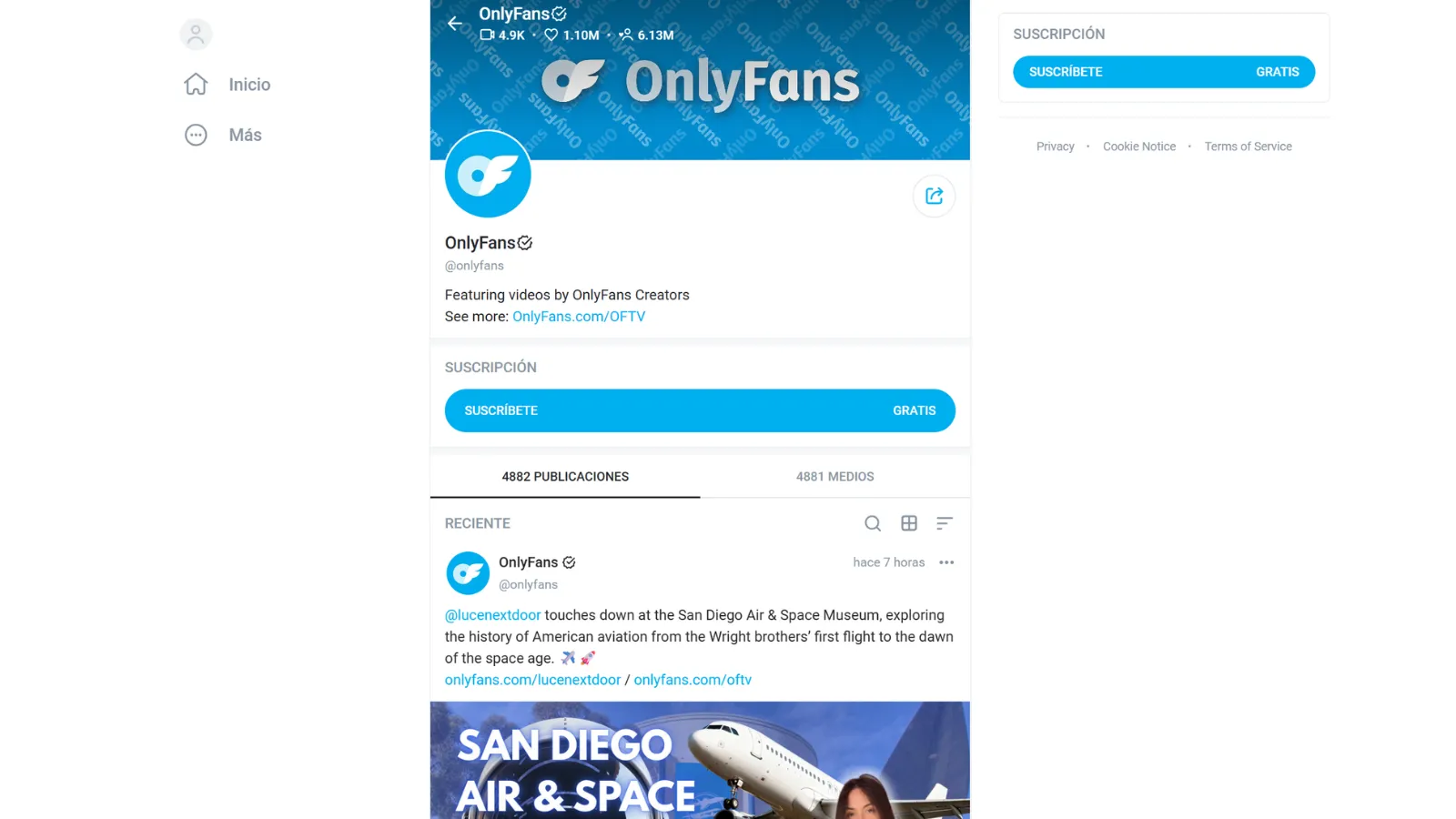 Les clés de OnlyFans : combien ça coûte, peut-on l'utiliser gratuitement et de manière anonyme 2 Page d’accueil du compte officiel OnlyFans