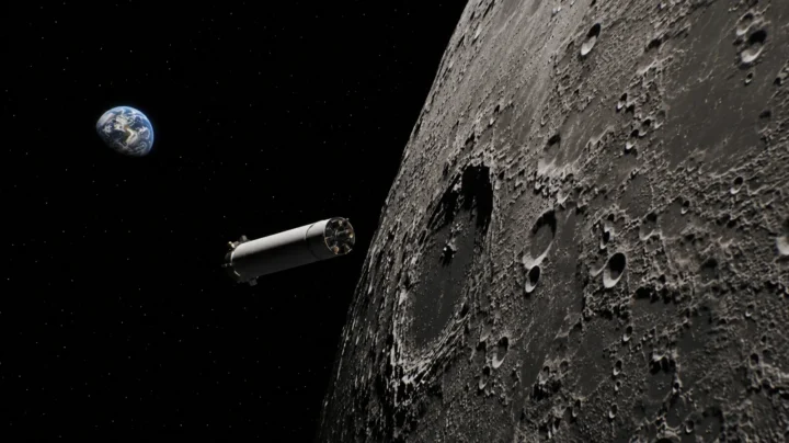 Lixo espacial da SpaceX vai criar uma nova cratera na Lua. Impacto acontece a 5 de agosto 2 Illustration de débris SpaceX impactant la Lune