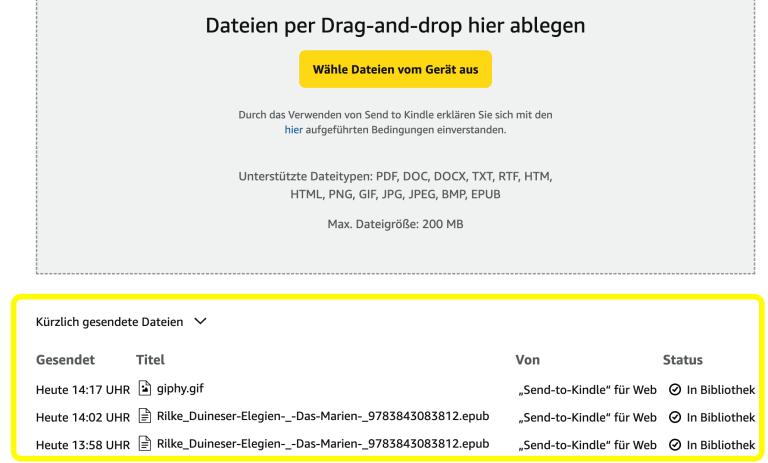 Send to Kindle : Où sont passés vos documents téléchargés 3 Send to Kindle Kuerzlich uebertragene Dateien