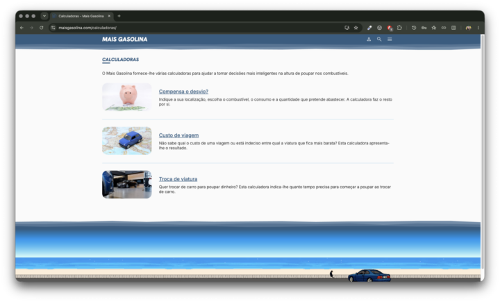 Calculatrices de la plateforme Mais Gasolina pour comparer les prix des carburants