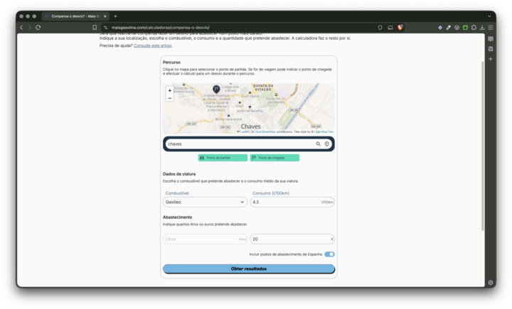 Plateforme Mais Gasolina pour comparer les prix des carburants et savoir si le détour est avantageux