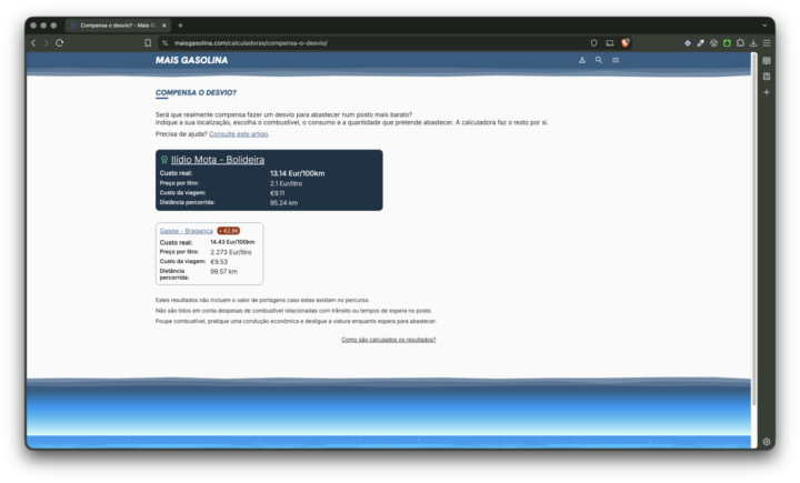 Plateforme Mais Gasolina pour comparer les prix des carburants et savoir si le détour est avantageux