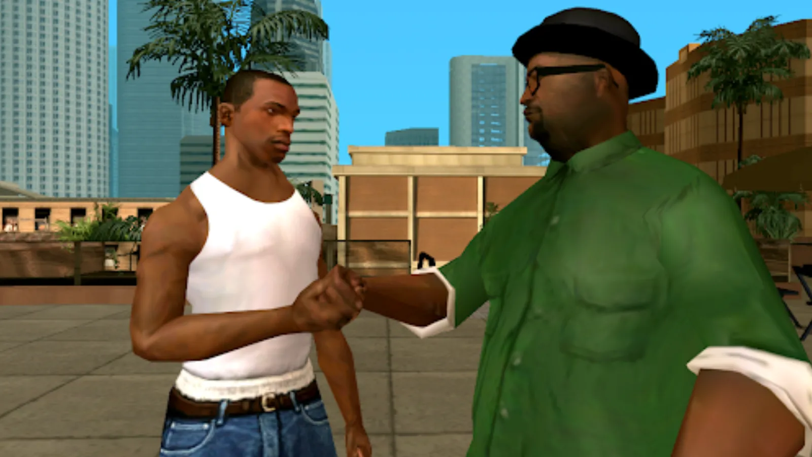 Les jeux mobiles les plus téléchargés sur Android et iOS 17 CJ et Big Smoke se serrant la main dans une scène de Grand Theft Auto San Andreas