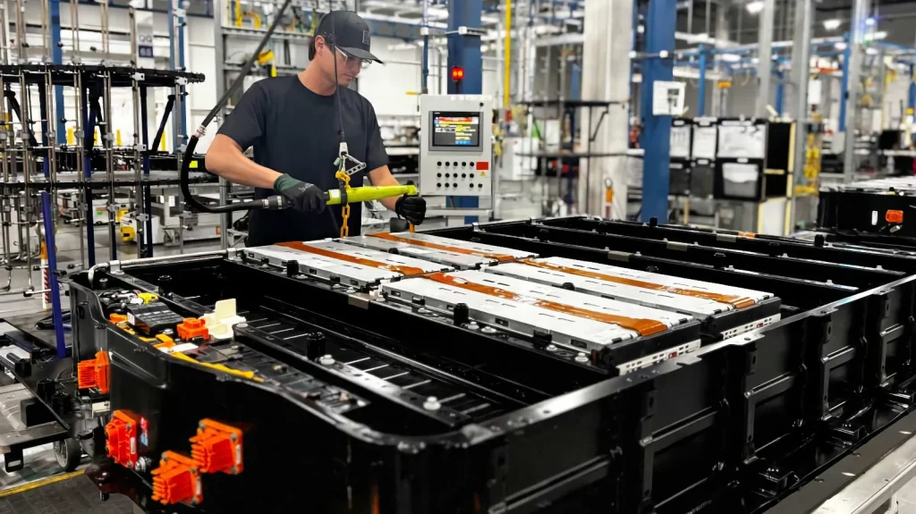 Des batteries recyclées font rouler les voitures de demain GM produit désormais des véhicules électriques avec des métaux entièrement régénérés 2 Image d'une batterie de voiture électrique recyclée