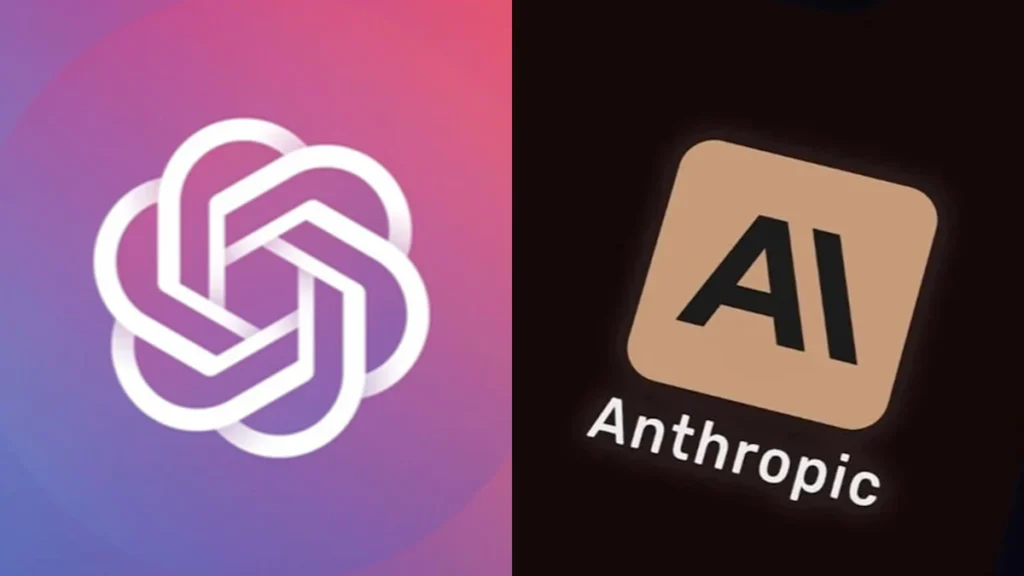 Logos d'OpenAI et d'Anthropic
