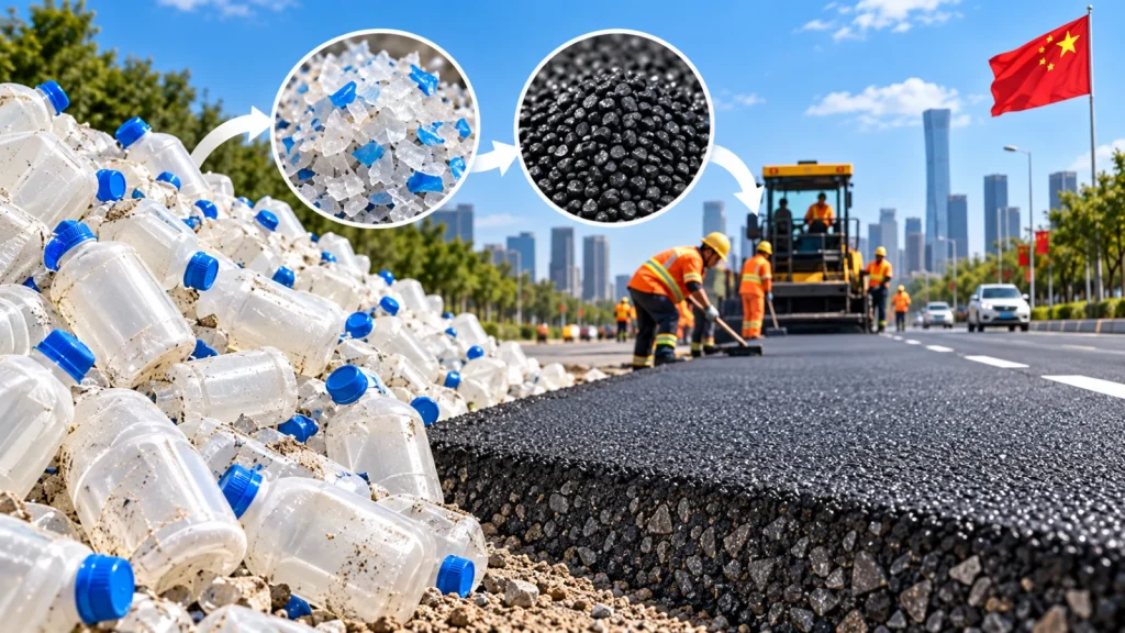 La Chine offre un avenir inattendu à 6 000 bouteilles de lait 2 Route construite à partir de bouteilles de lait recyclées