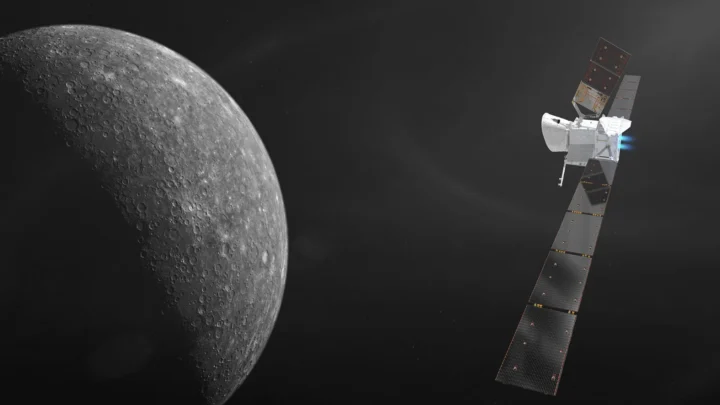 La mission BepiColombo atteint enfin Mercure au terme d’un périple de huit ans 1 Illustration du vaisseau BepiColombo arrivant près de Mercure
