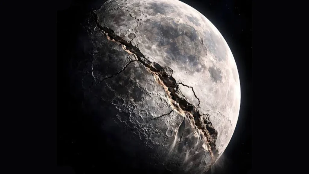 La Lune rétrécit : plus de 10 000 failles révèlent des bouleversements sur notre satellite 2 Illustration artistique de la Lune se contractant