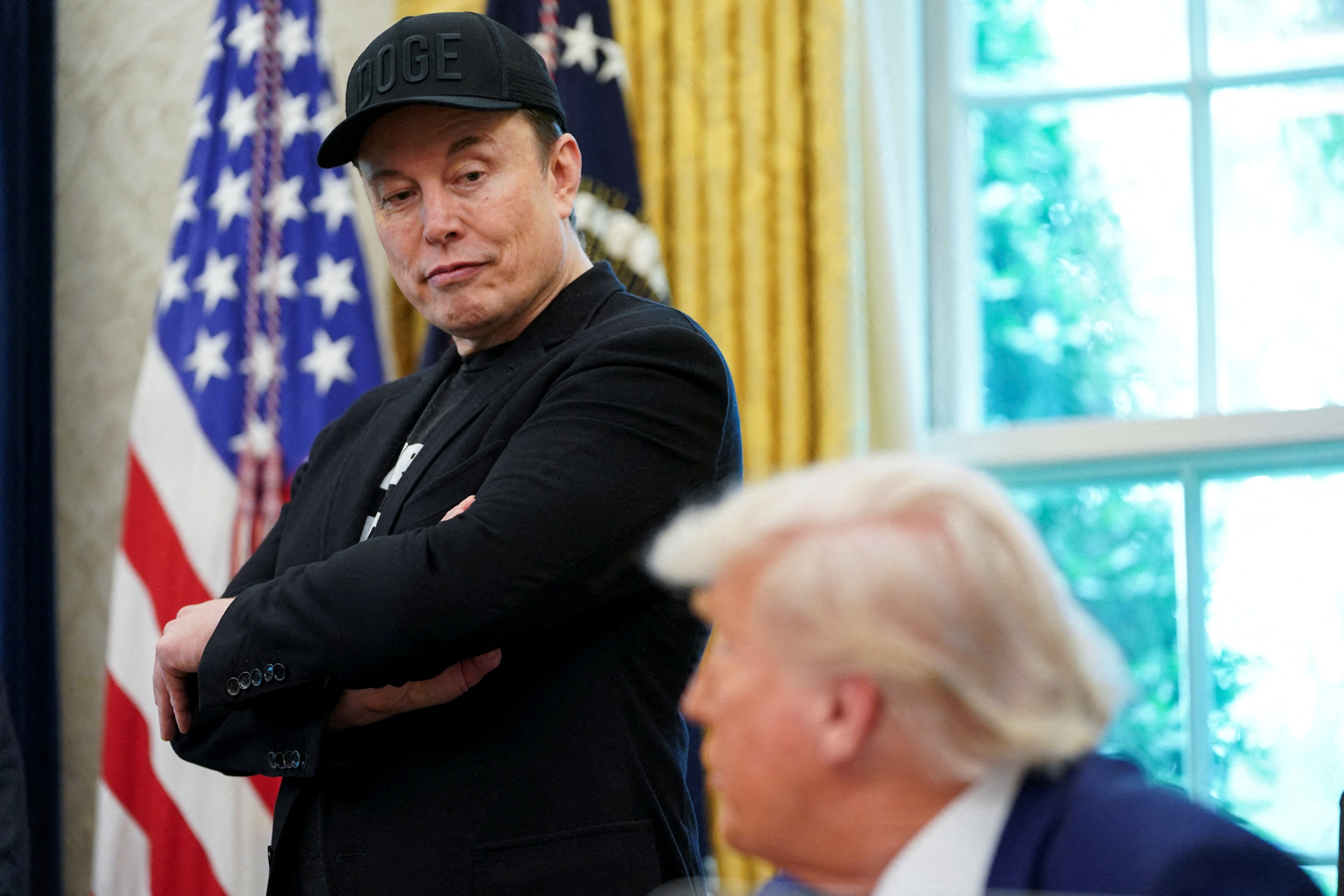 Le président Donald Trump et Elon Musk lors d'une conférence de presse dans le Bureau ovale de la Maison Blanche